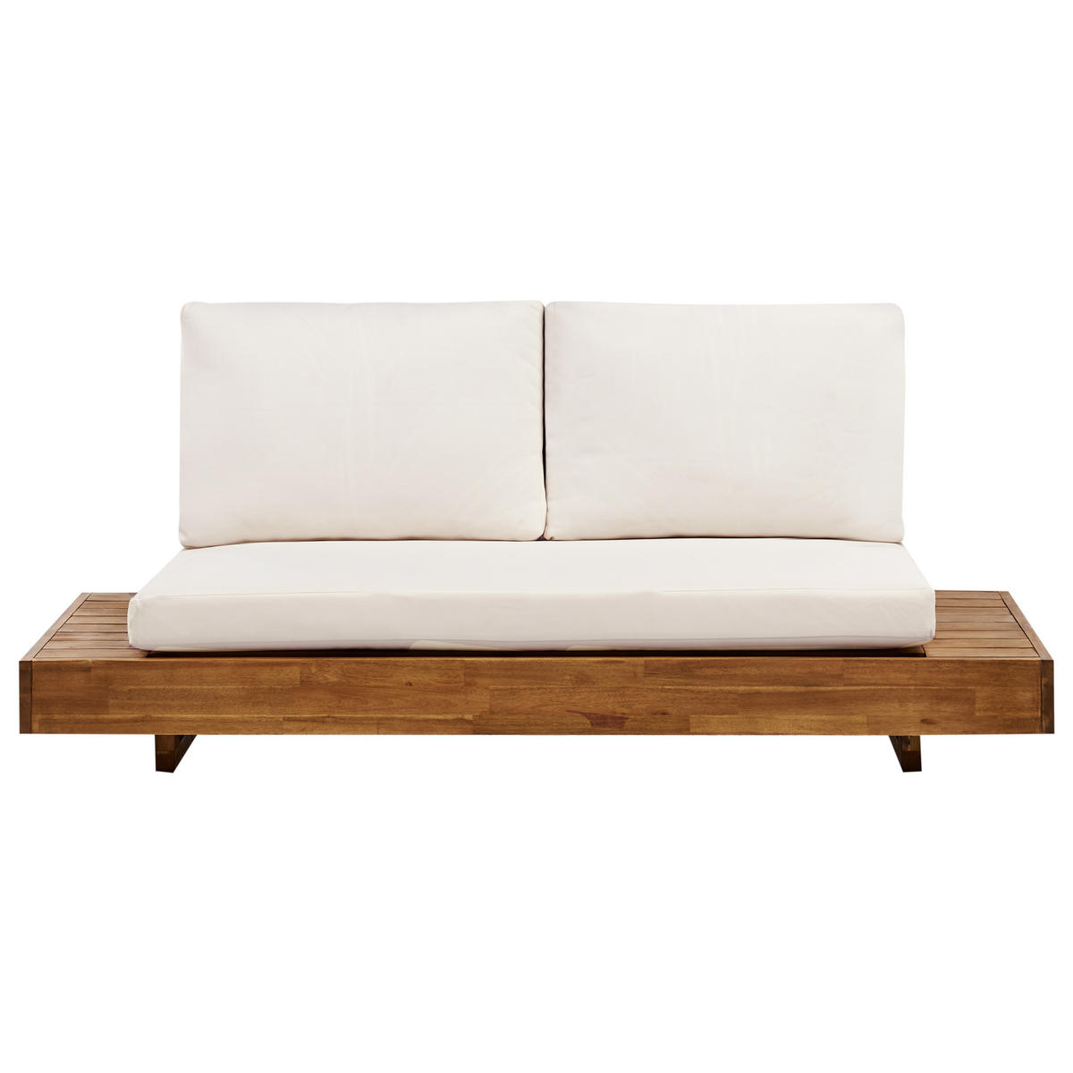 LOUNGESOFA 2-Sitzer Heller Holzfarbton Marettimo - Hellbraun/Weiß, Holz (167/70/68cm) - Beliani