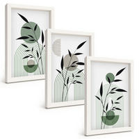 BILDER SET 3er Set - 20x30 cm Weißer Rahmen - Boho-Pflanzenkompositionen - Weiß, Kunststoff (20/30cm) - TULUP
