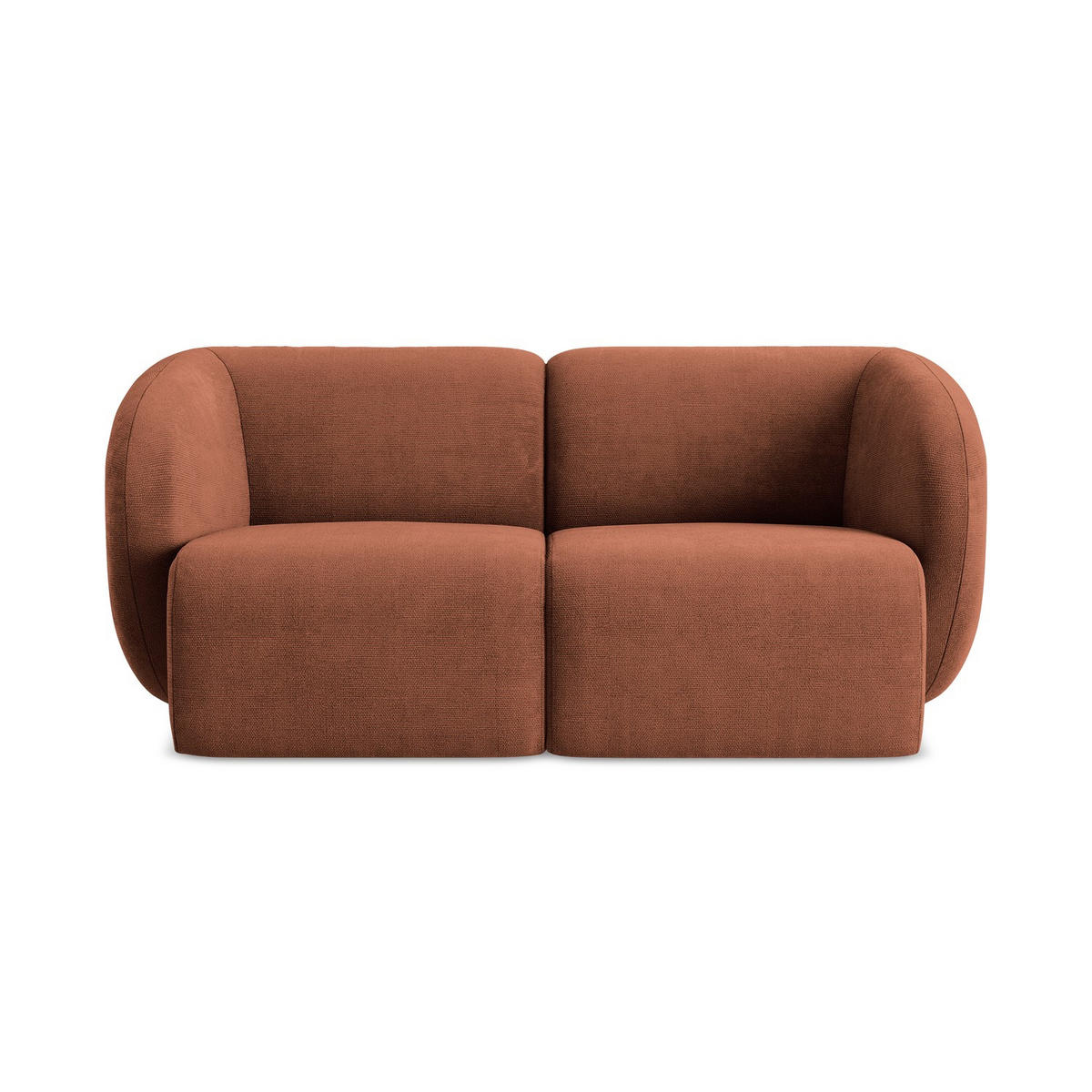 2-SITZER-SOFA Chenille Stoff Orange - Terracotta/Schwarz, Holzwerkstoff/Kunststoff (174/75/94cm) - LaMiaSofa