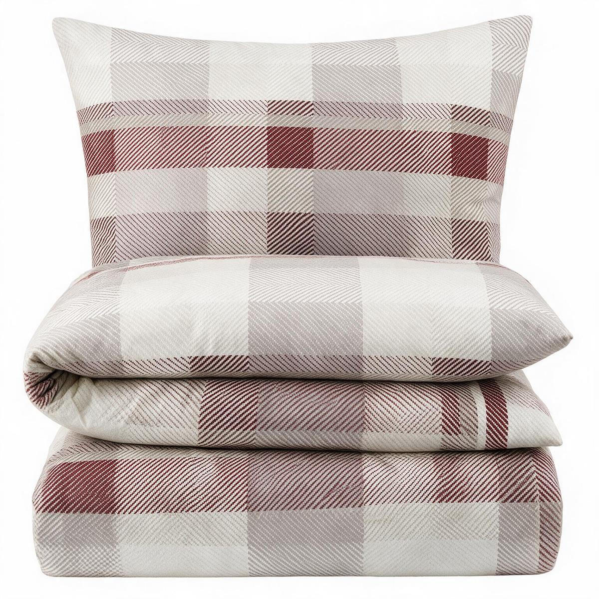 BIBER-BETTWÄSCHE 155x220 - Kuschelig warmer Flanell Bettbezug aus 100% Baumwolle für Herbst & Winter - Muster kariert Beige - Beige, Textil (155/220cm) - Carpe Sonno
