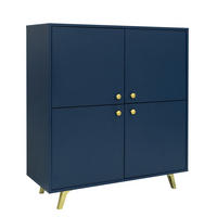 KOMMODE GALIO 100/112/41cm mit Schubladen 4 Türen Blau - Blau, Holzwerkstoff (100/112/41cm) - MASSENO