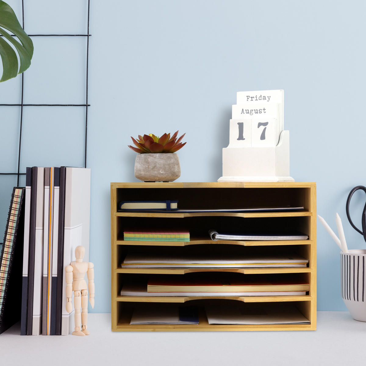 ZÁSOBNÍK na listy - svetlohnedá, drevo (32.5/23.5/24cm) - Relaxdays