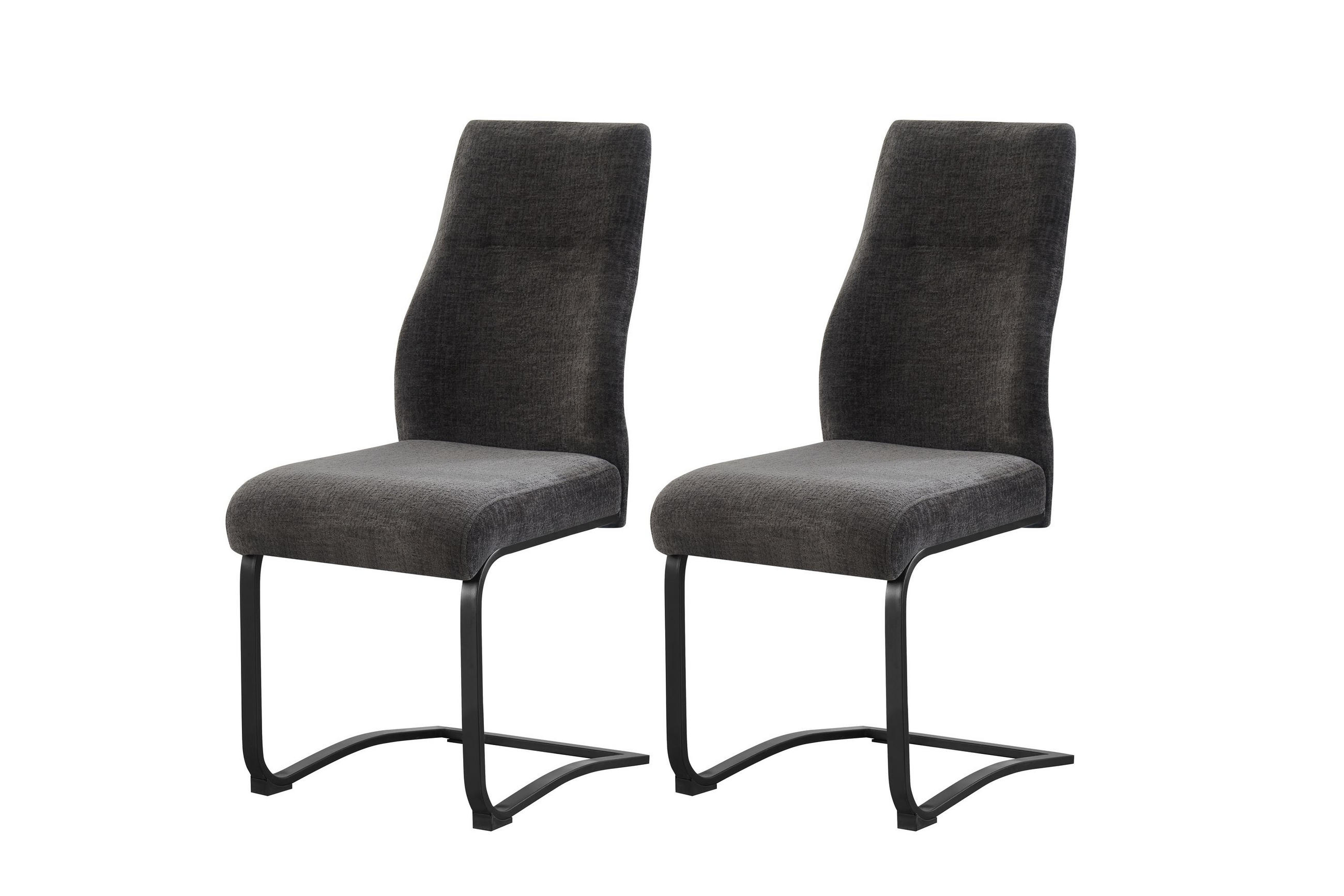 SCHWINGER-STUHL 2er Set Madrid Stühle in Anthrazit - gemütliches Design - B/H/T: 43x98x59 cm - Anthrazit, Textil (59/98/43cm)