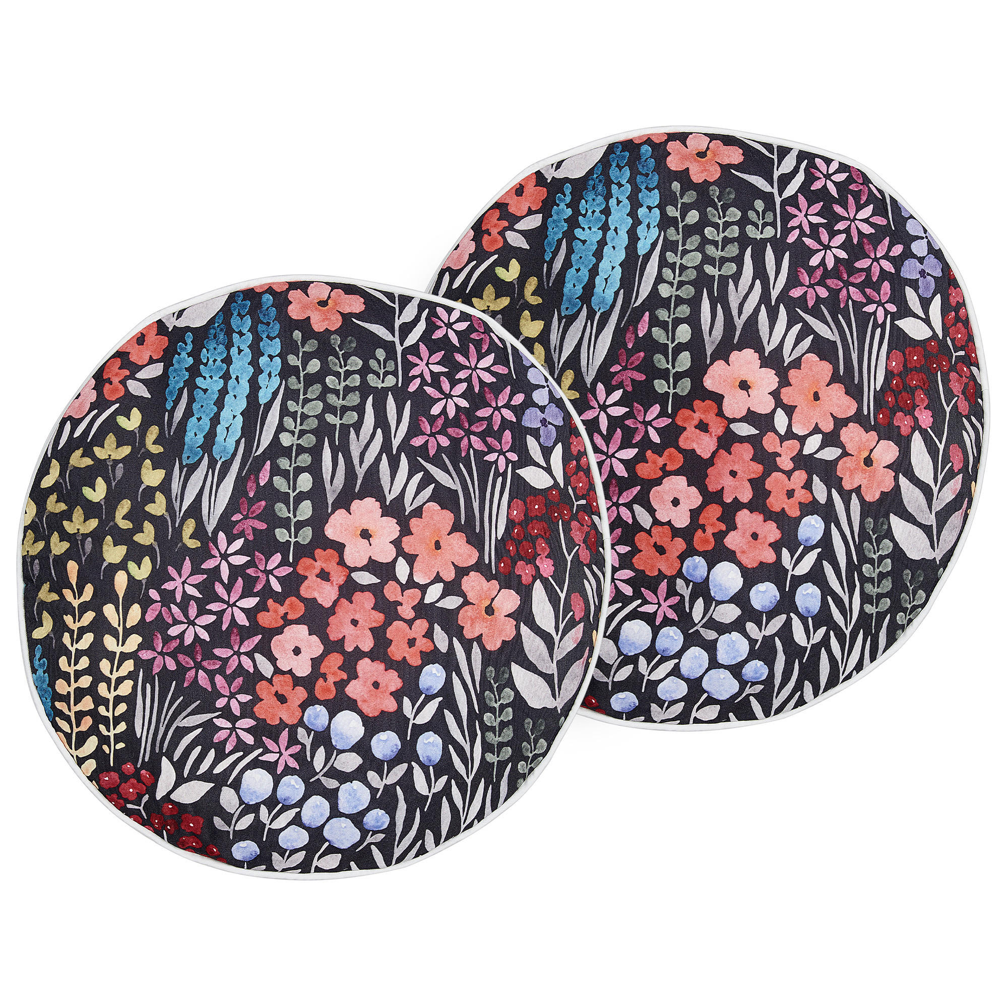 GARTENKISSEN 2er-Set Blumenmuster mehrfarbig 40 cm Castelaro - Multicolor, Textil (40/40cm) - Beliani