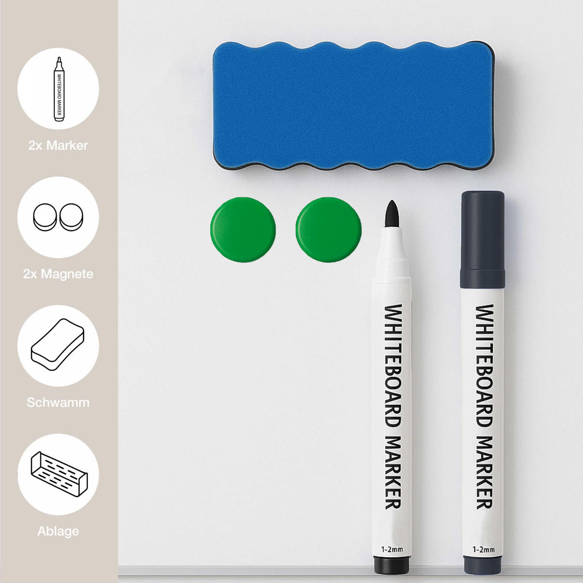 WHITEBOARD Glas 60x90 cm Stehend - Weiß, Glas (90/60/1cm) - K-Möbel