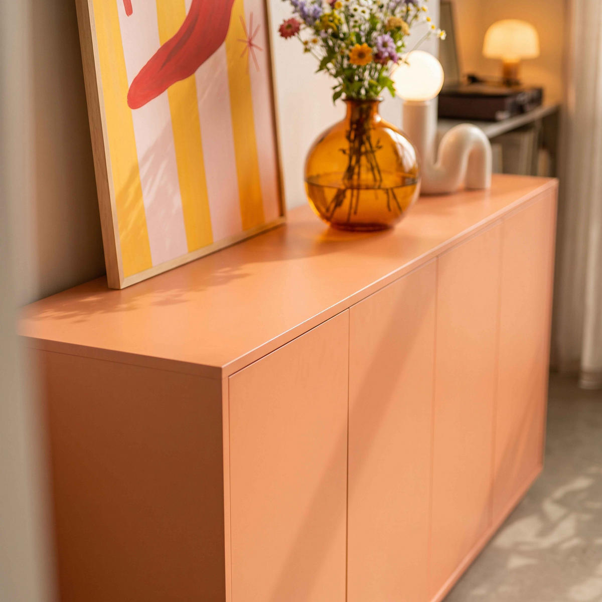 SIDEBOARD 160 cm, Orange - Rot/Orange, Holz (160/80/45cm) - Oviala