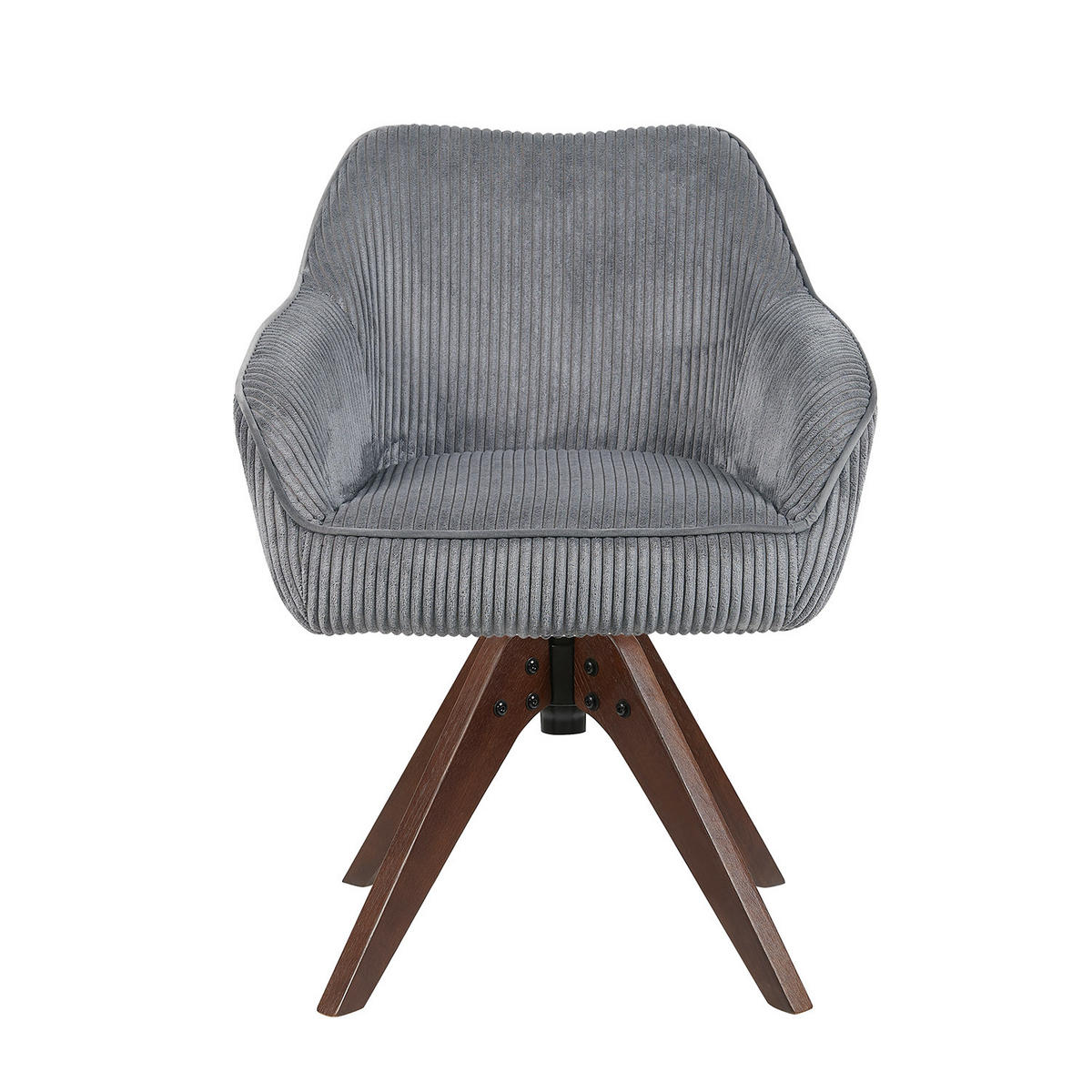 ARMLEHNSTUHL Mika-Finn 2er-Set - Nussbaumfarben/Grau, Eichenholz/Holz (60/82/61cm) - DUBI Möbel