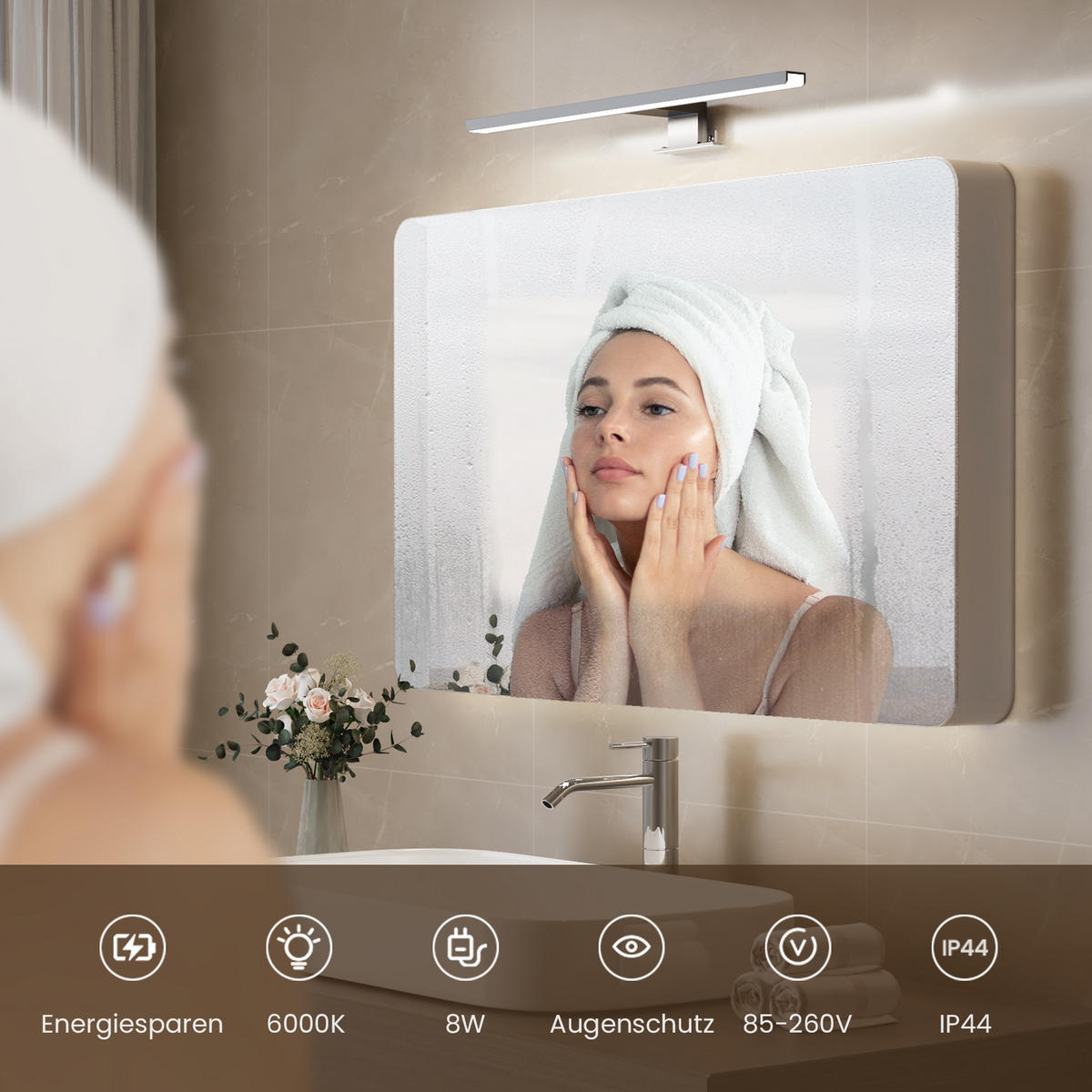 SPIEGELLEUCHTE LED Weiß 6000K 40/10,5/4 cm - Weiß, Kunststoff (4/40/10.5cm) - EMKE