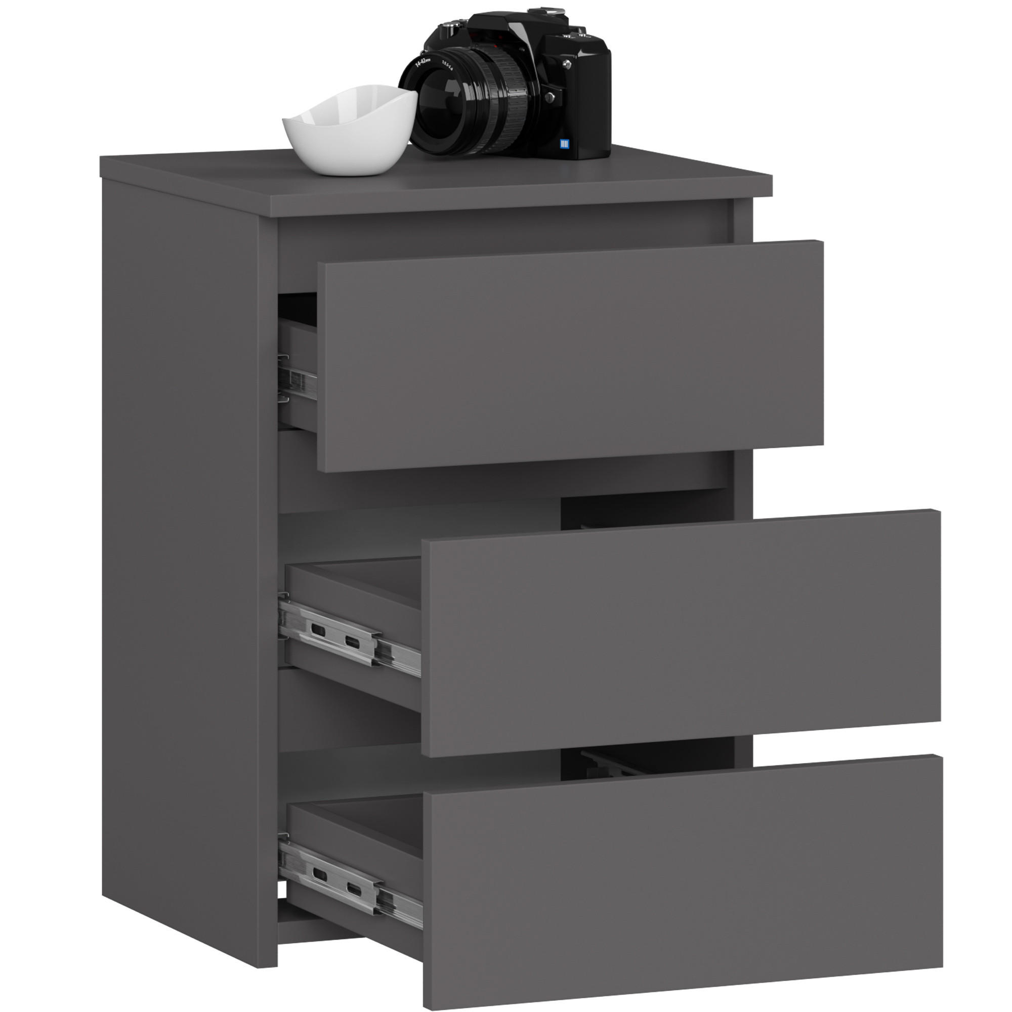 NACHTSCHRANK Grau 40x35x57 cm - Grau/Sonoma Eiche, Holzwerkstoff (40/57/35cm) - Akord