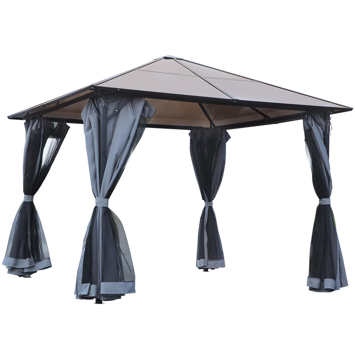 PAVILLON, Grau, 300L x 300B x 265H cm/300L x 400B x 265H cm, Alu, Polyester - Grau, Metall (300/265/300cm) - Outsunny