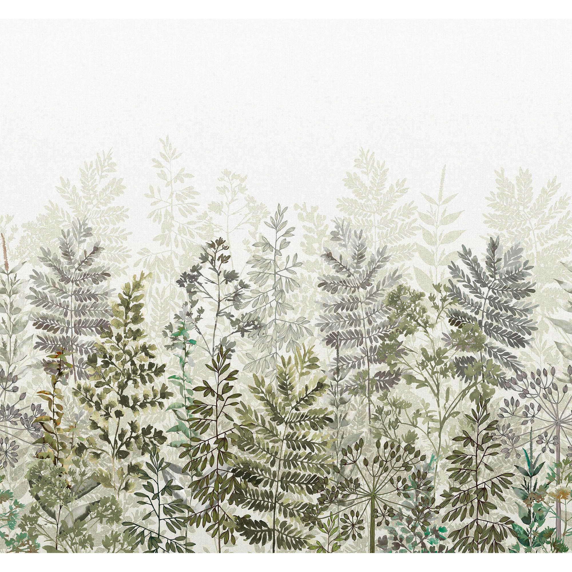 FOTOTAPETE Leaf Silhouette - Salbeigrün, Papier/Kunststoff (280/0.1cm) - Art for the Home