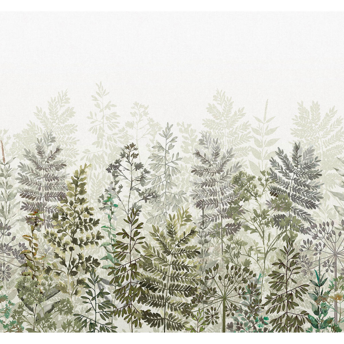 FOTOTAPETE Leaf Silhouette - Salbeigrün, Papier/Kunststoff (280/0.1cm) - Art for the Home