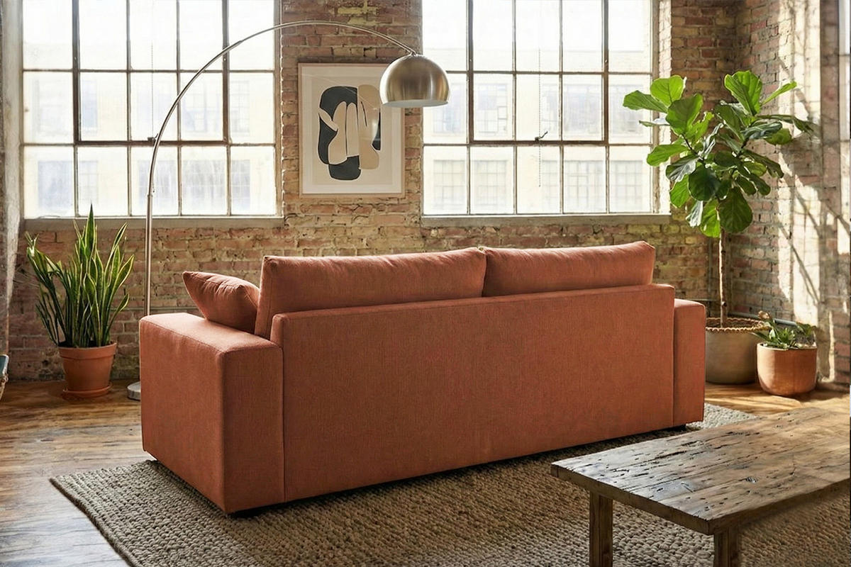 SOFA AMINA Braun Flachgewebe - Dunkelbraun/Schwarz, Buchenholz/Textil (228/82/101cm) - KAWOLA