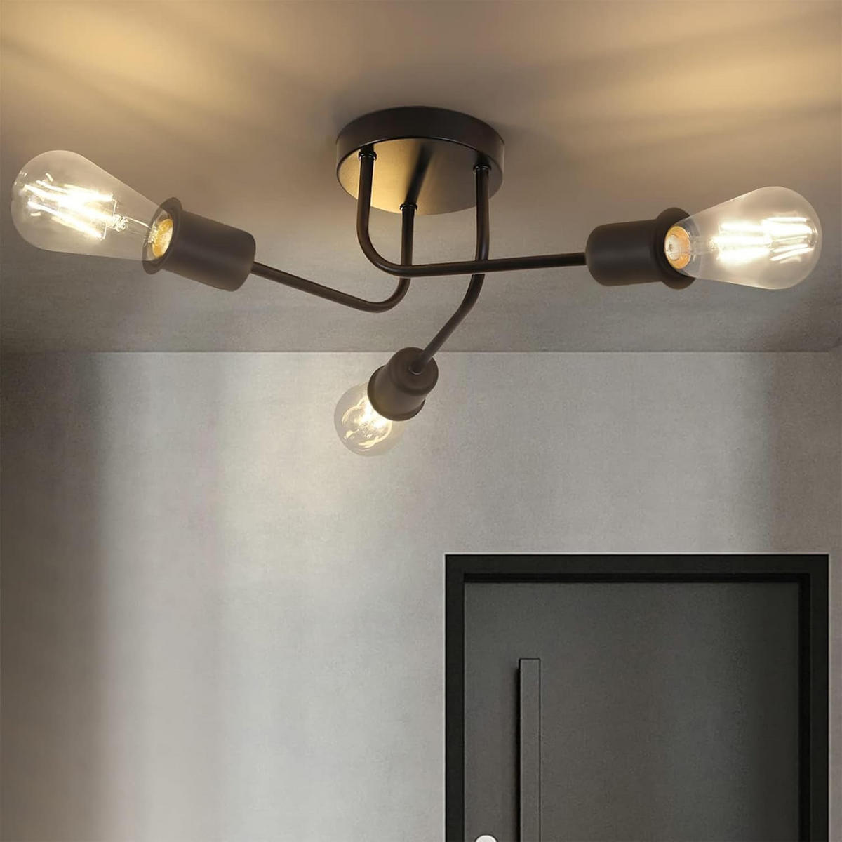 DECKENSTRAHLER Strahlina 33.5/14.5/33.5 cm - Schwarz, Metall (33.5/33.5/14.5cm) - ZMH