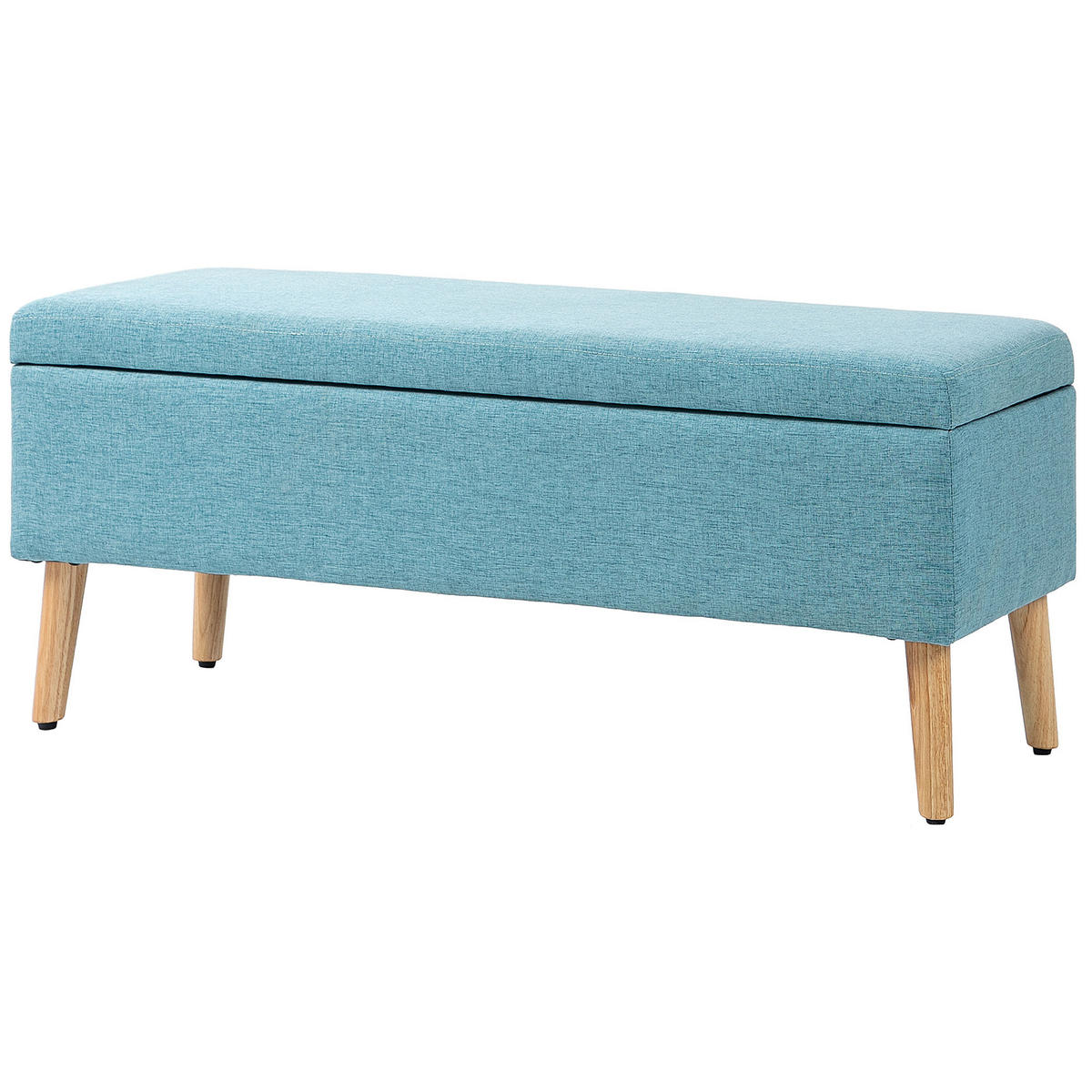 TRUHENBANK DE-07108 Leinenoptik, bis 220 kg Blau - Blau, Holz/Textil (39/45/110cm) - ComfortXL