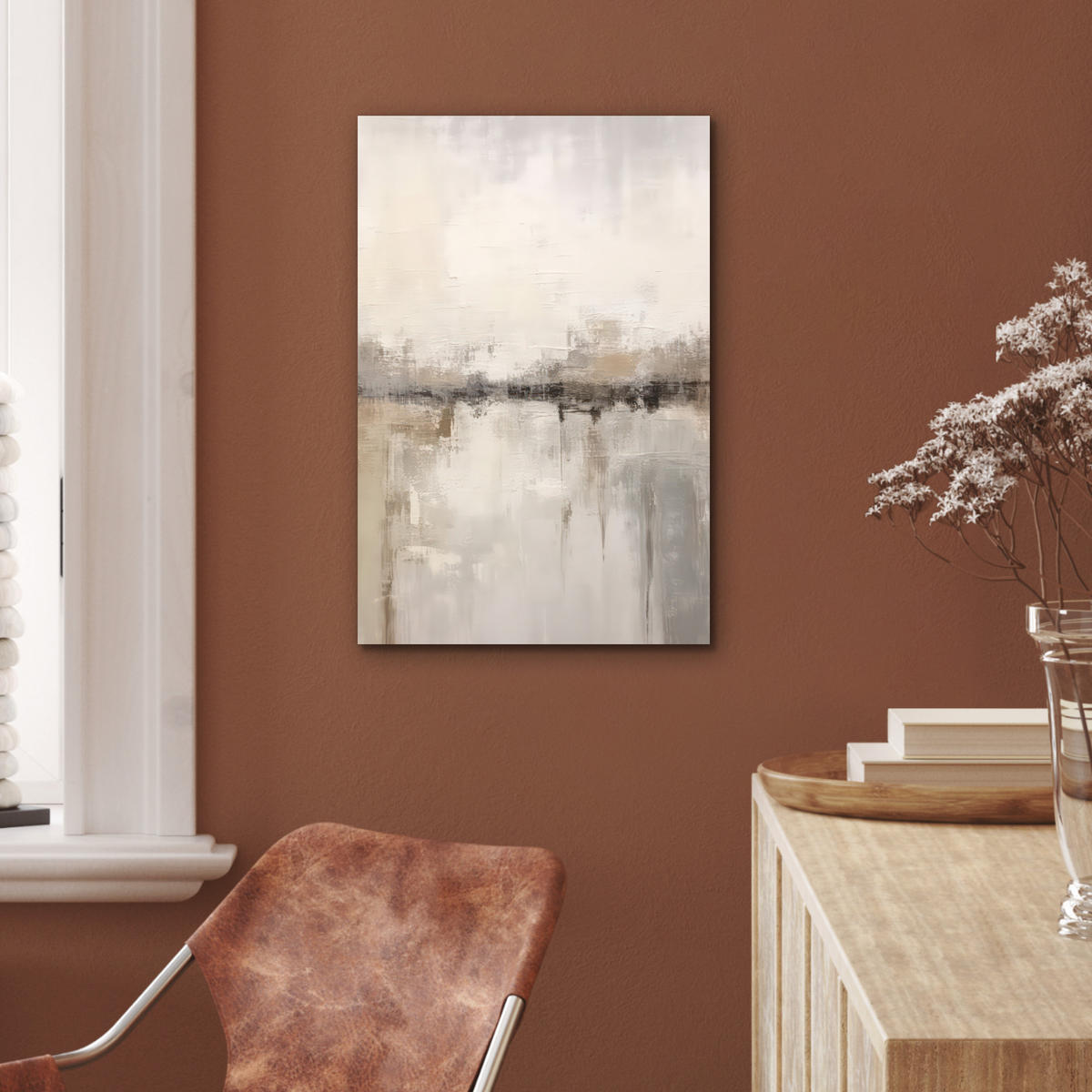 METALLBILD Moderne Kunst - Abstrakt - Beige 40x60 cm - Beige, Metall (40/60cm) - MuchoWow