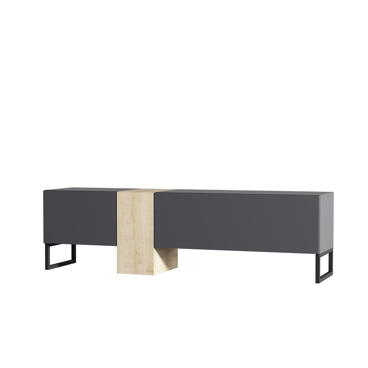 TV-LOWBOARD Anthrazit Saphir mit Metall Füße 9161 - Anthrazit/Beige, Holzwerkstoff/Metall (157/45/37cm) - moebel17
