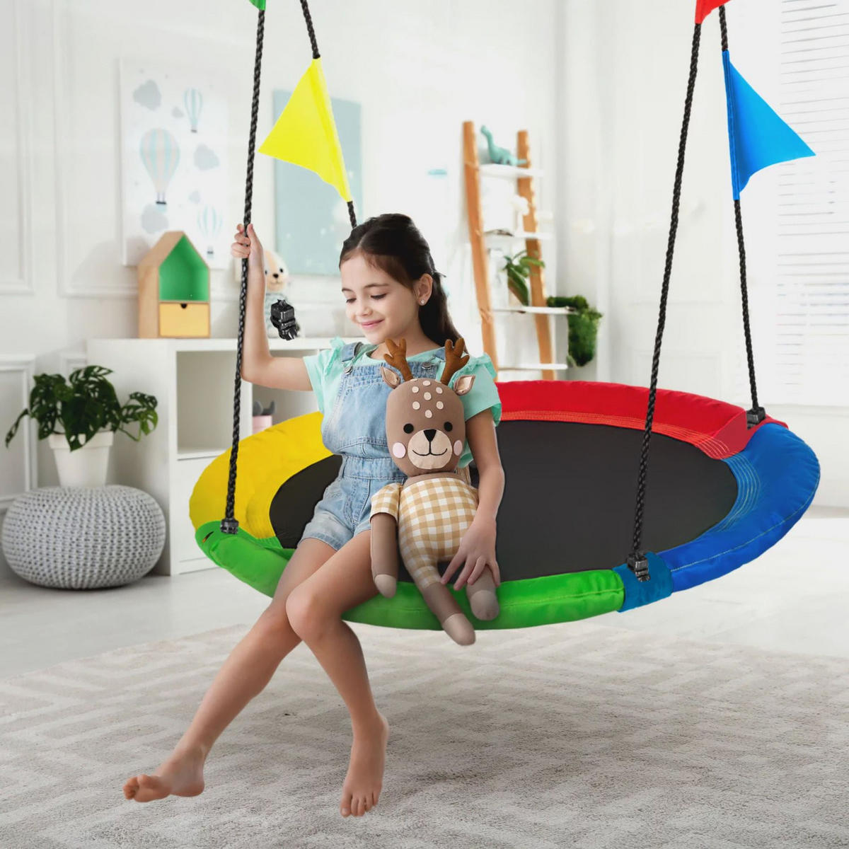 NESTSCHAUKEL bis 150 kg, 100 cm Durchmesser - Multicolor, Textil (100/160/100cm) - Luverno