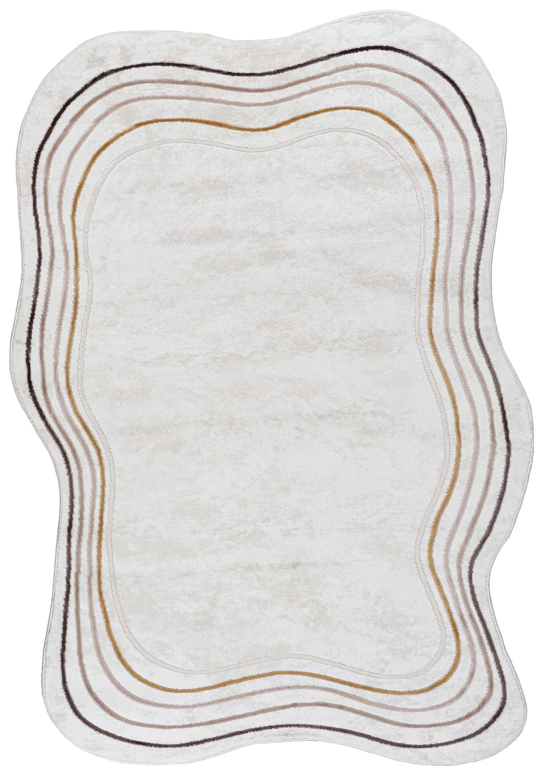 TEPPICH Beige Abstrakt - Kurzflor Unregelmäßig Unregelmäßige Form - Weiß Ecru Creme - 120 x 170 cm - Champagner, Textil (120/170cm) - Mazovia