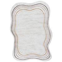 TEPPICH Beige Abstrakt - Kurzflor Unregelmäßig Unregelmäßige Form - Weiß Ecru Creme - 140 x 200 cm - Champagner, Textil (140/200cm) - Mazovia