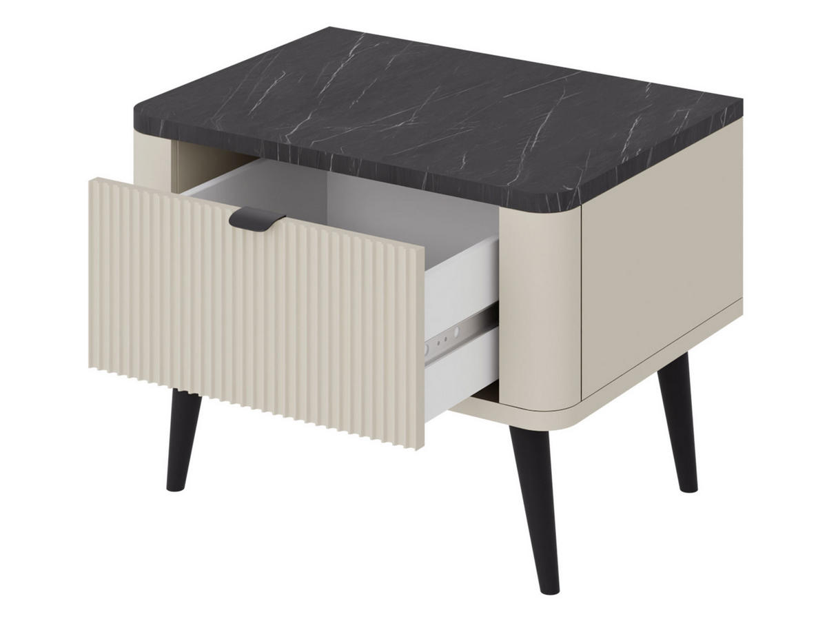 NACHTTISCH Marly RE17 - Kaschmir/Goldfarben, Holzwerkstoff/Metall (50/42/40cm) - MIRJAN24