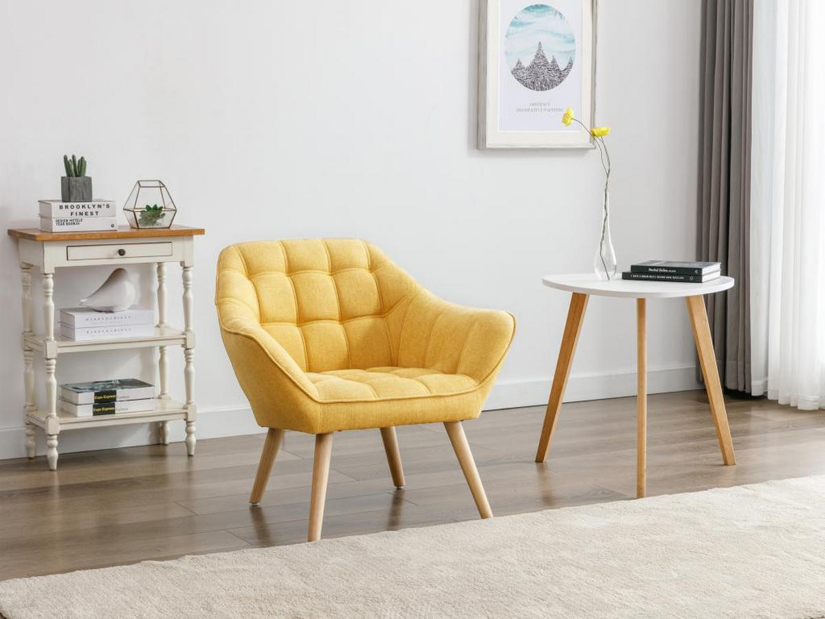 SESSEL - Stoff - Senfgelb - CASERTA - Gelb, Textil (73/77/82cm) - Vente-Unique
