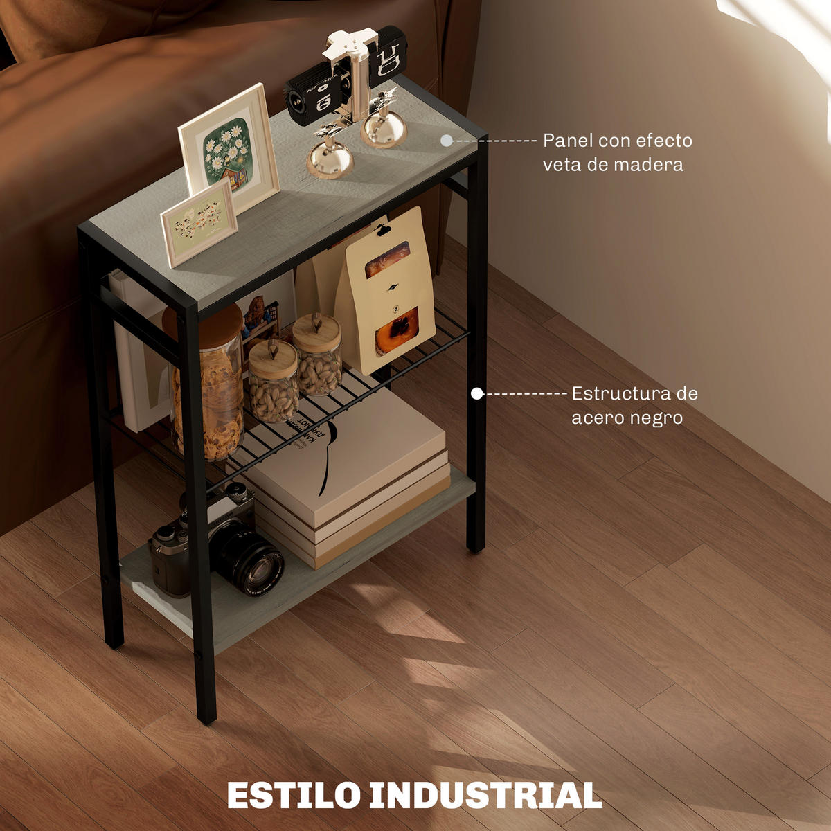 BEISTELLTISCH Grau 1 Stück - Grau, Naturmaterialien (43/18/62.5cm) - GiPP