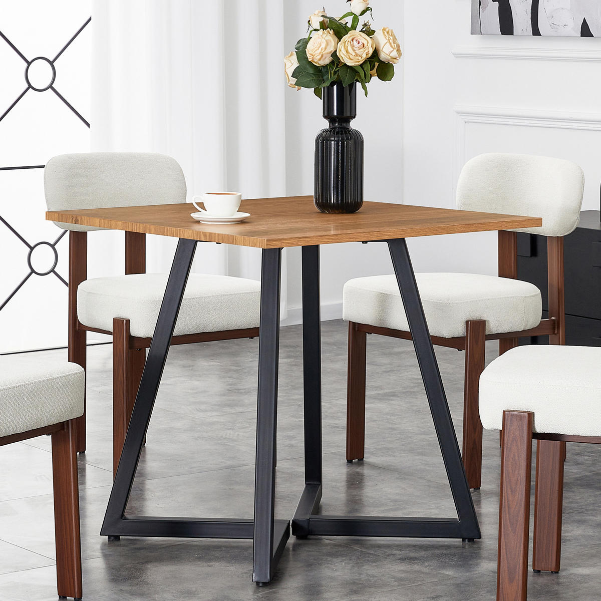 ESSTISCH 80 cm quadratisch für 4 Personen - Schwarz, Holzwerkstoff (80/80/75cm)