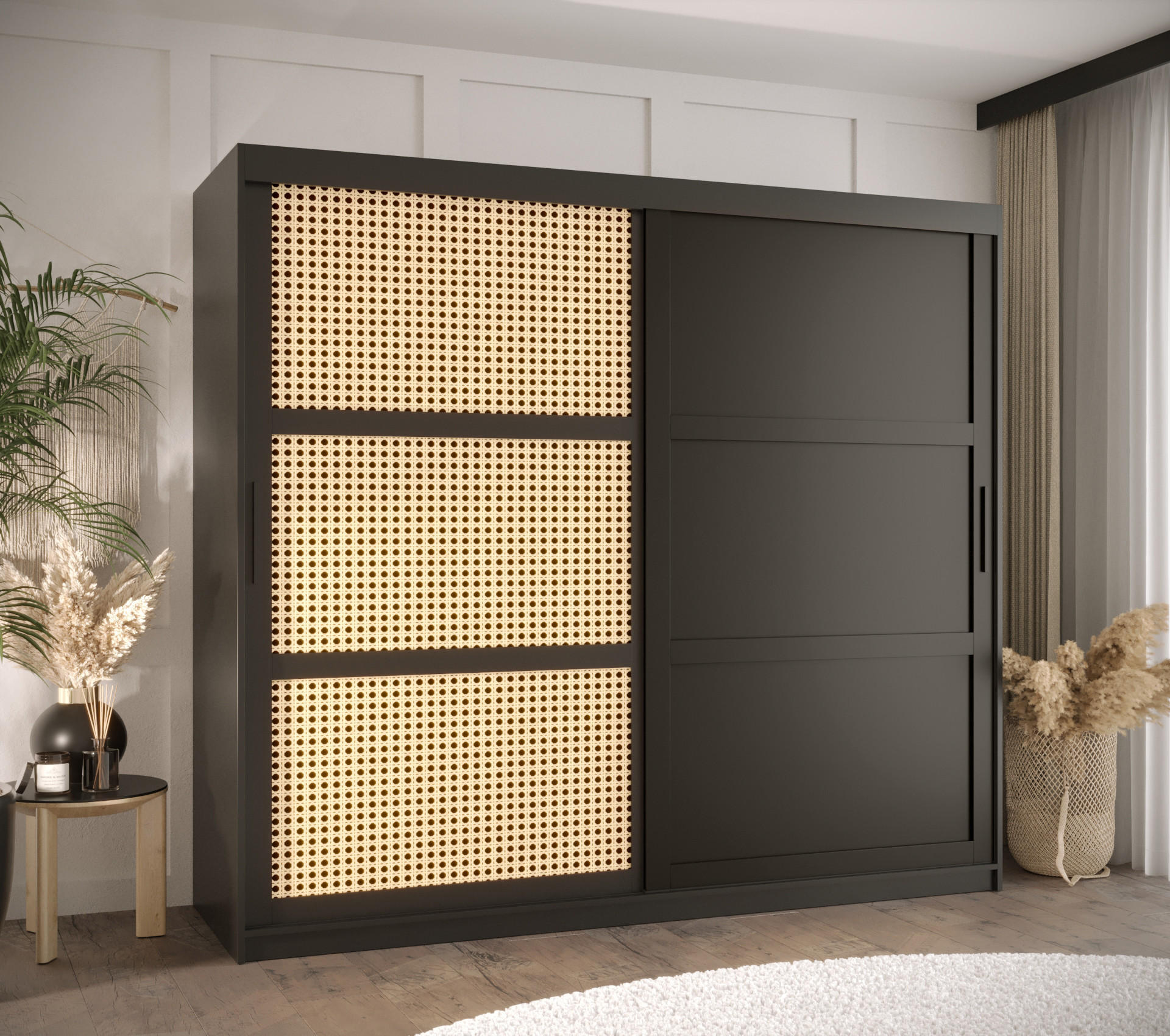 SCHWEBETÜRENSCHRANK 200/200/62 2-türig - Schwarz, Holz/Kunststoff (200/200/62cm) - MÖBEL KRYSPOL