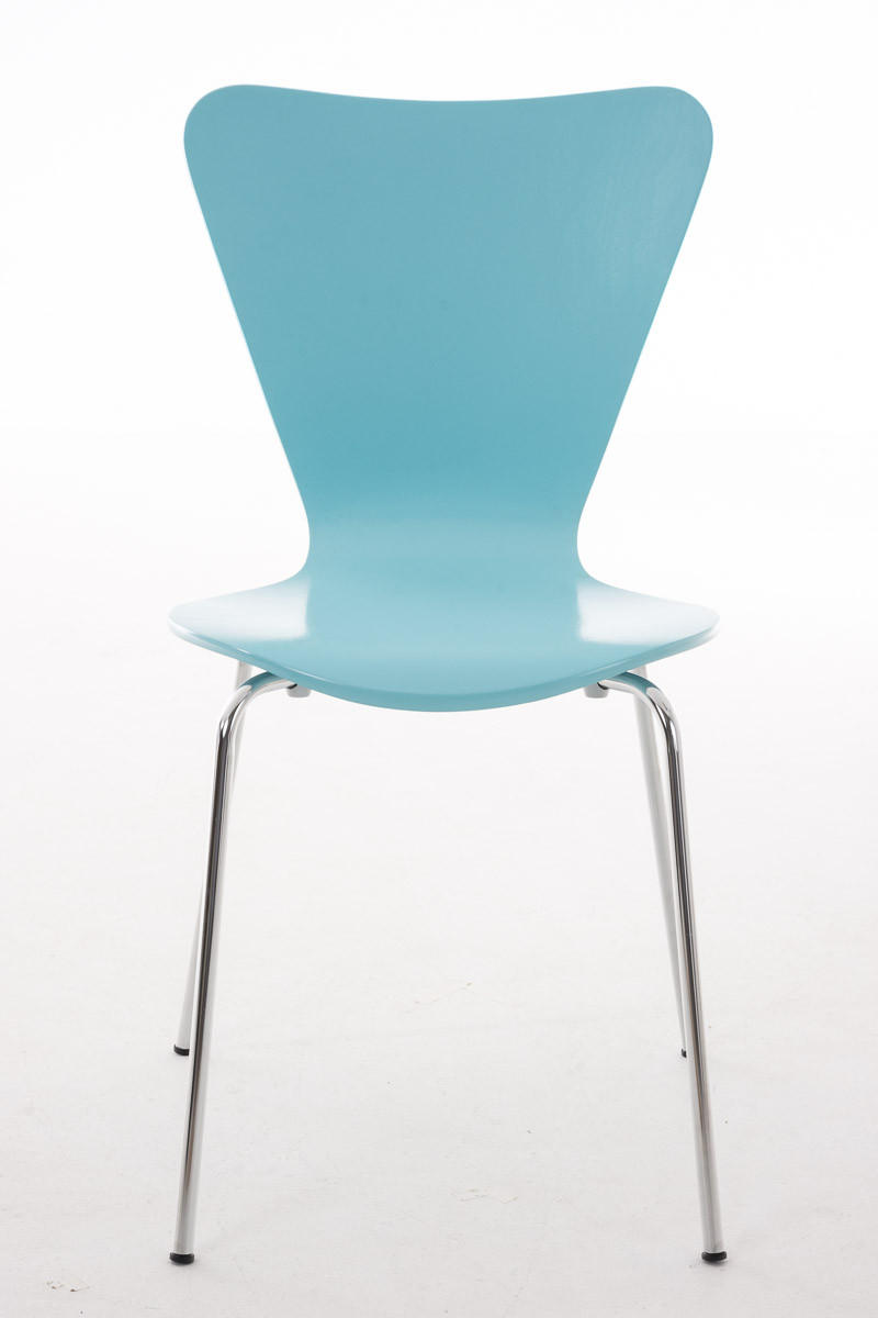 BESUCHERSTUHL Calisso mit Holzsitz und Metallgestell, Farbe: Hellblau - Blau/Chromfarben, Holz/Metall (42/85/47cm) - TPFLiving