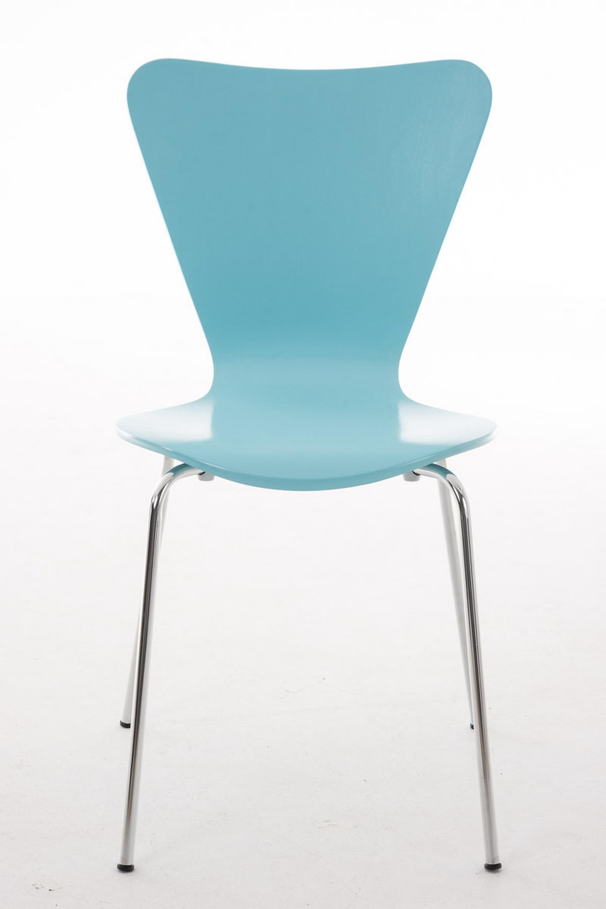 BESUCHERSTUHL Calisso mit Holzsitz und Metallgestell, Farbe: Hellblau - Blau/Chromfarben, Holz/Metall (42/85/47cm) - TPFLiving