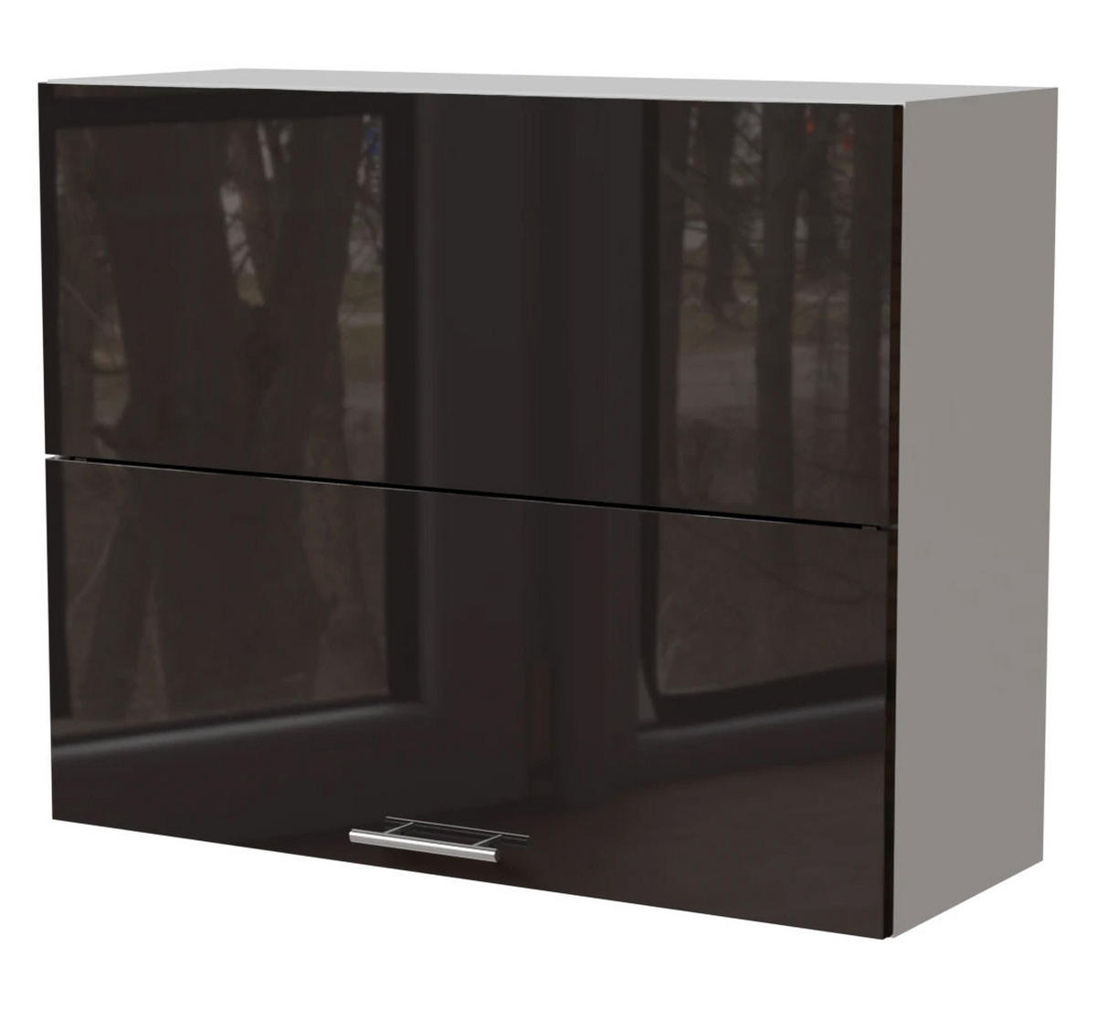 KÜCHENHÄNGESCHRANK Essen W8B/90-AV Schwarz Hochglanz / Weiß Matt 90 / 32,5 / 72cm - Schwarz Hochglanz/Schwarz, Holz/Holzwerkstoff (90/72/32.5cm) - Feldmann-Wohnen