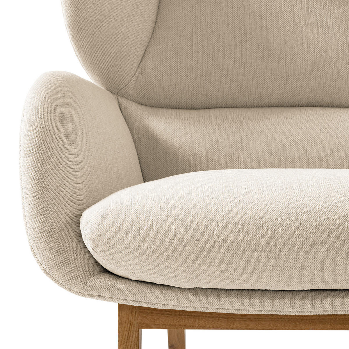 SESSEL - Eichefarben/Beige, Eichenholz/Textil (82/102/90cm) - home24