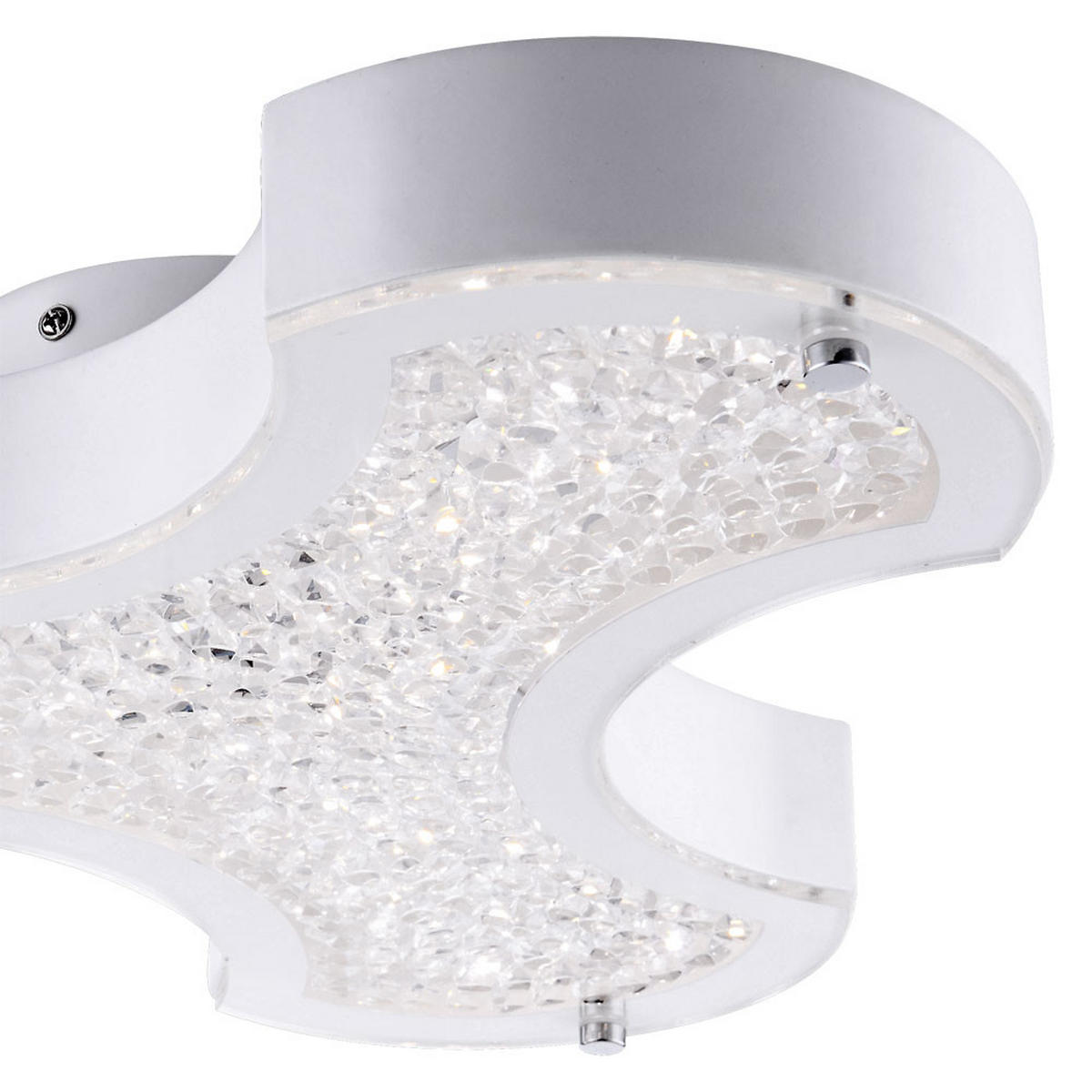 LED DECKENLEUCHTE Kristalle Weiß Metall - Weiß, Glas (37/34.3/7cm) - Globo Lighting