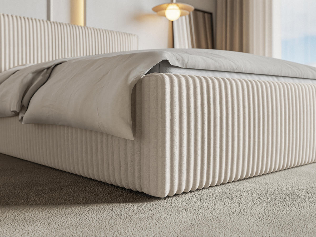POLSTERBETT Tilio Cremeweiß Cordbezug 180 cm - Creme/Schwarz, Kunststoff/Textil (180/200cm) - Selsey