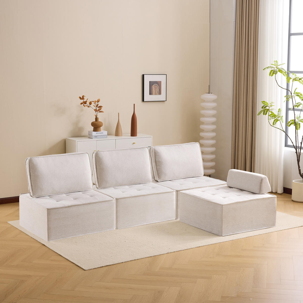SESSEL Einzelsofa – kleine Sitzgarnitur & Sitzsack, bequem, für Wohnzimmer, Schlafzimmer, Gästezimmer & Kinderzimmer, modern - Beige, Textil (81/81/81cm) - Ej. Life