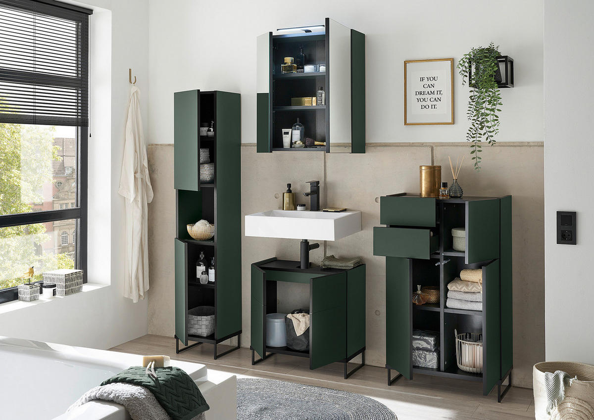 HOCHSCHRANK - Dunkelgrün, Holzwerkstoff (30/162/31cm) - home24