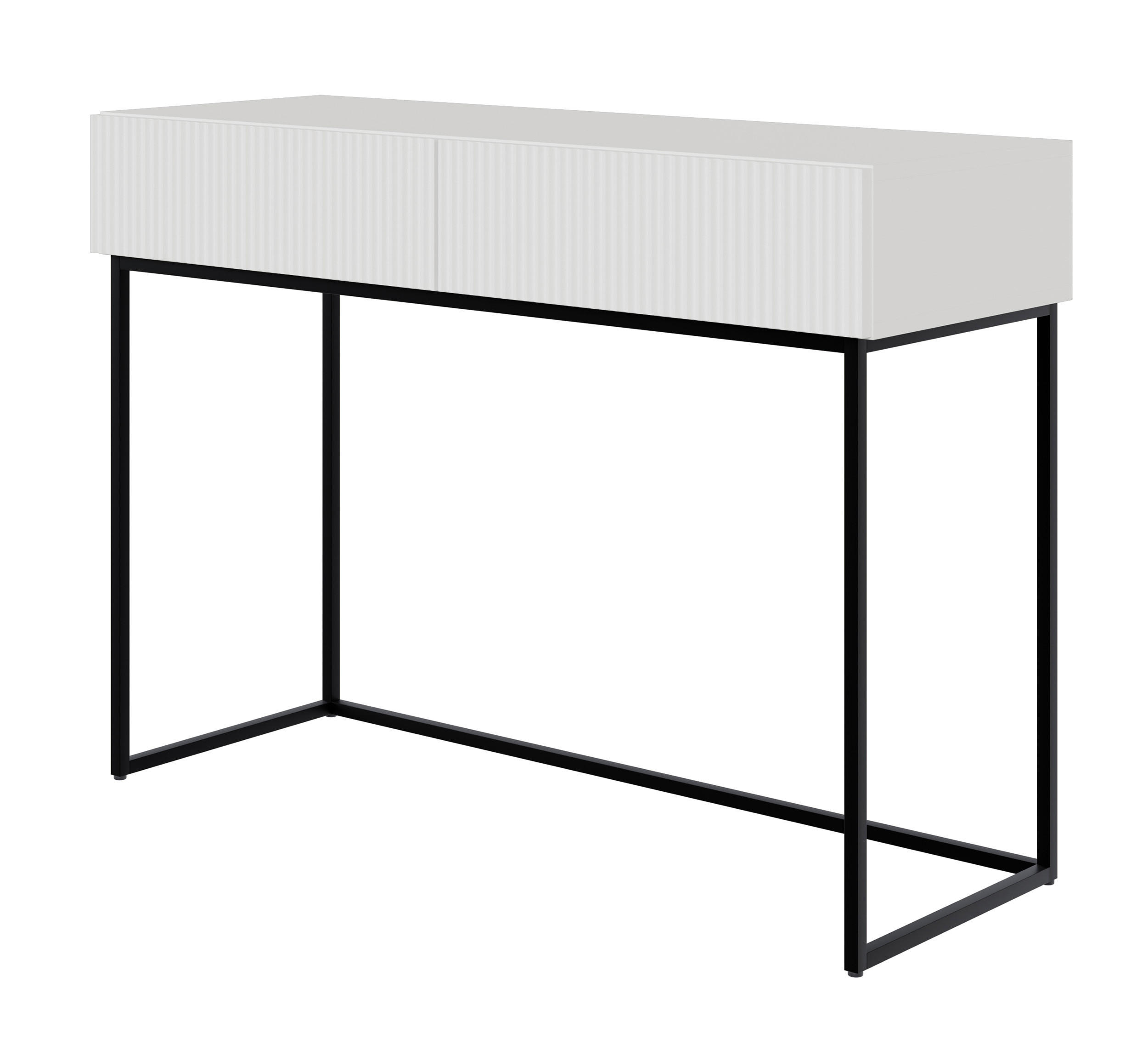 KONSOLENTISCH Veldio Weiß mit schwarzen Beinen 110 cm - Schwarz/Weiß, Holzwerkstoff/Metall (110/79/40cm) - Selsey