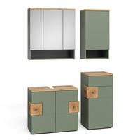 BADMÖBEL-SET Eden Grün/Artisan 4 Teile - Hellgrau/Grün, Holzwerkstoff (76/64/37cm) - Vicco