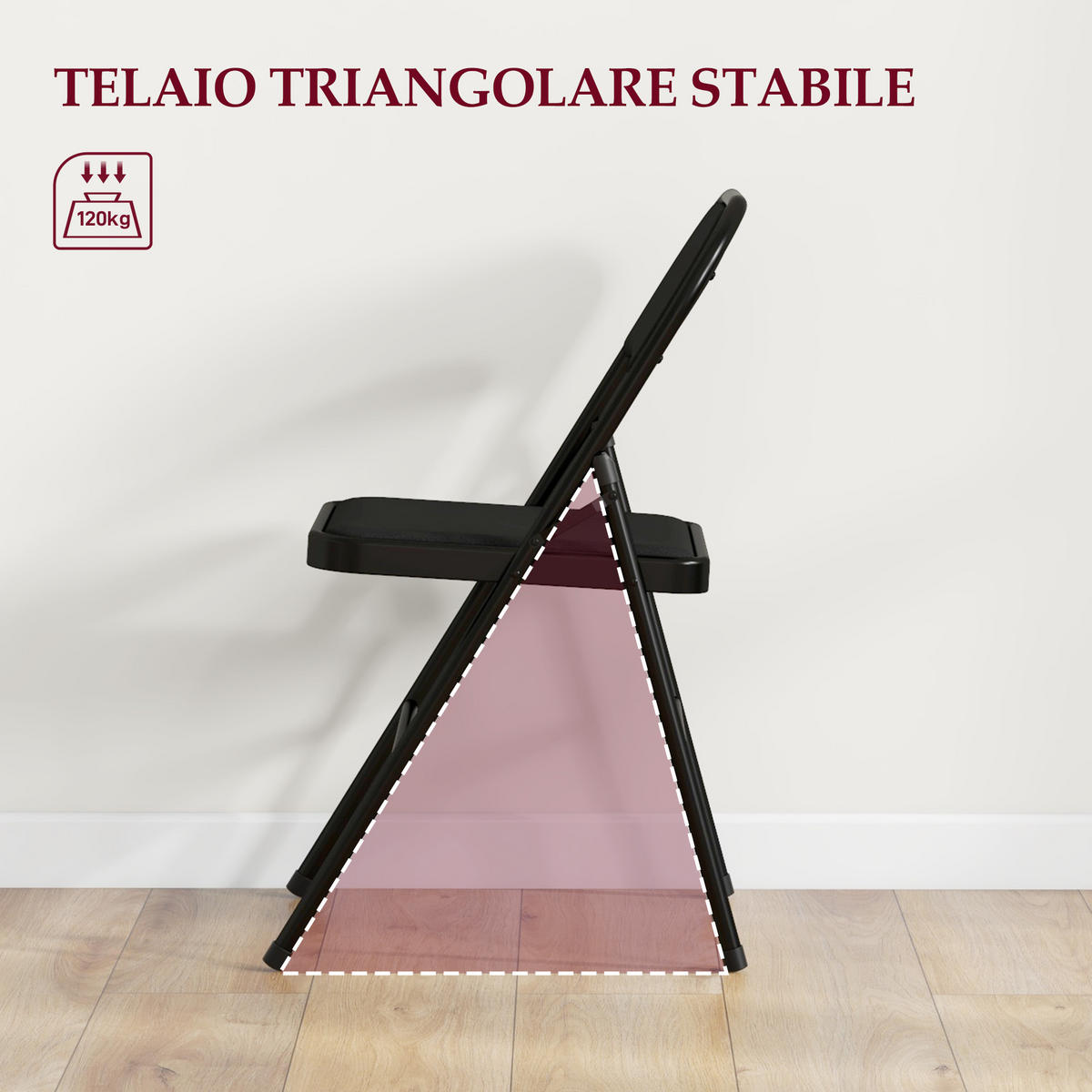 KLAPPSESSEL Schwarz 4 Stück - Schwarz, Metall (45/78/46cm) - GiPP