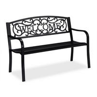 GARTENBANK - Schwarz, Metall (127/87/61cm) - Relaxdays