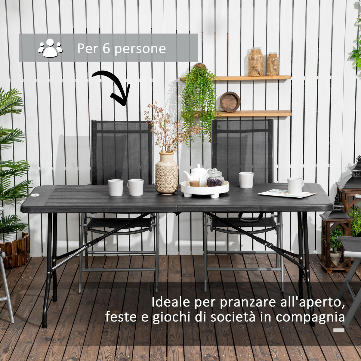 GARTENTISCH,DUNKELGRAU,1 Stück - Grau, Naturmaterialien (180/75.5/73cm) - GiPP