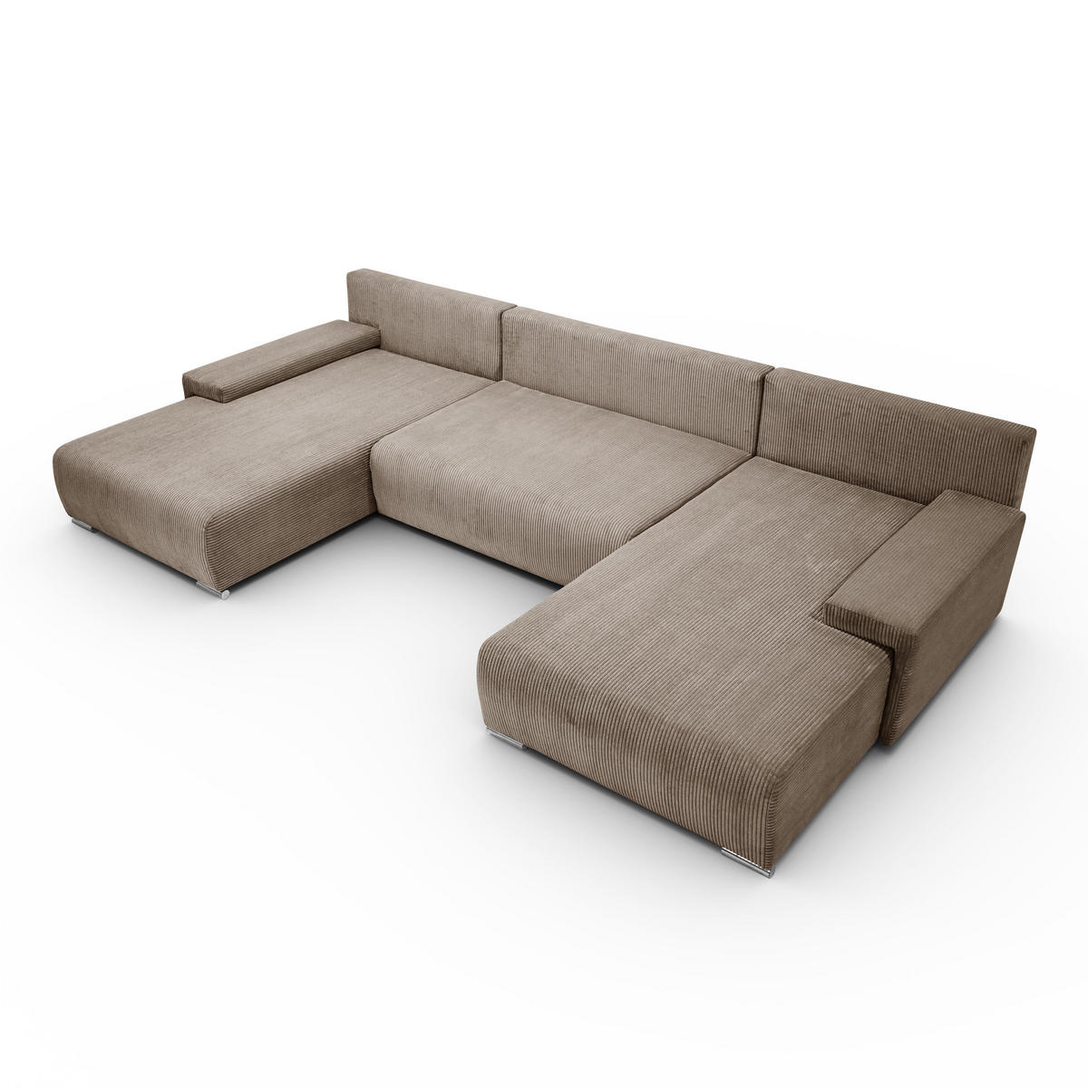 ECKSOFA U-Form Livorno Schlaffunktion Cord-Stoff Hellbraun - Hellbraun, Holz/Kunststoff (348/93/188cm) - Kaiser Möbel