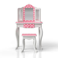 KINDER-SCHMINKTISCH mit Spiegel und Hocker Frisiertisch, Rosa/Weiß, 100cm - Weiß, Holzwerkstoff (30/100/60cm) - Teamson Kids