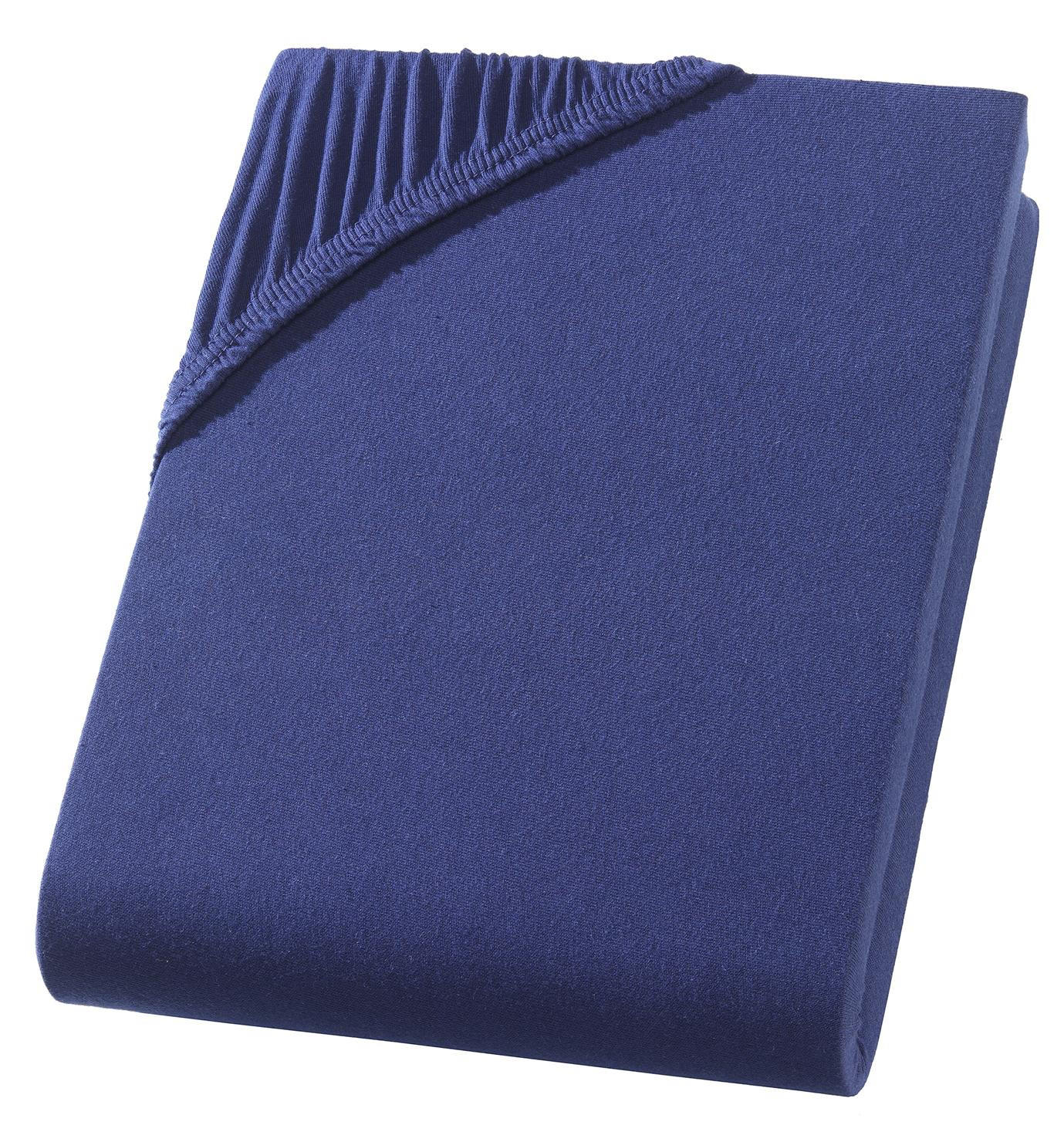JERSEY-SPANNBETTLAKEN 180x200 cm aus 100% Baumwolle, Bettlaken Navy Blau Uni - Dunkelblau, Textil (180/200cm) - Carpe Sonno