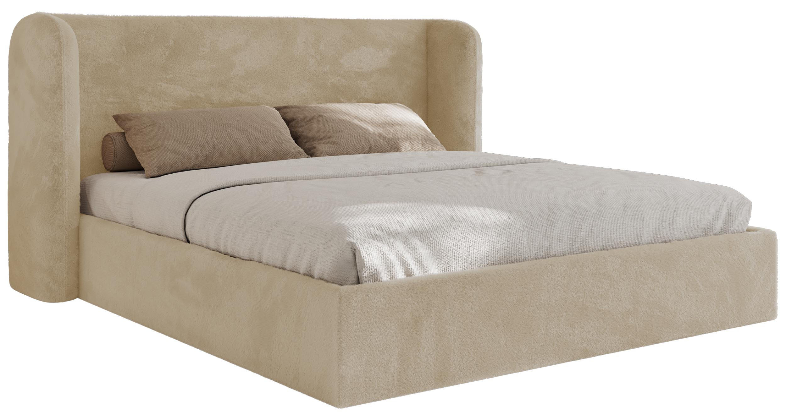 POLSTERBETT EMORA CLASSIC 180/200 - Creme Plüsch - Schaum-Matratze - Creme, Textil (180/200cm) - MKS