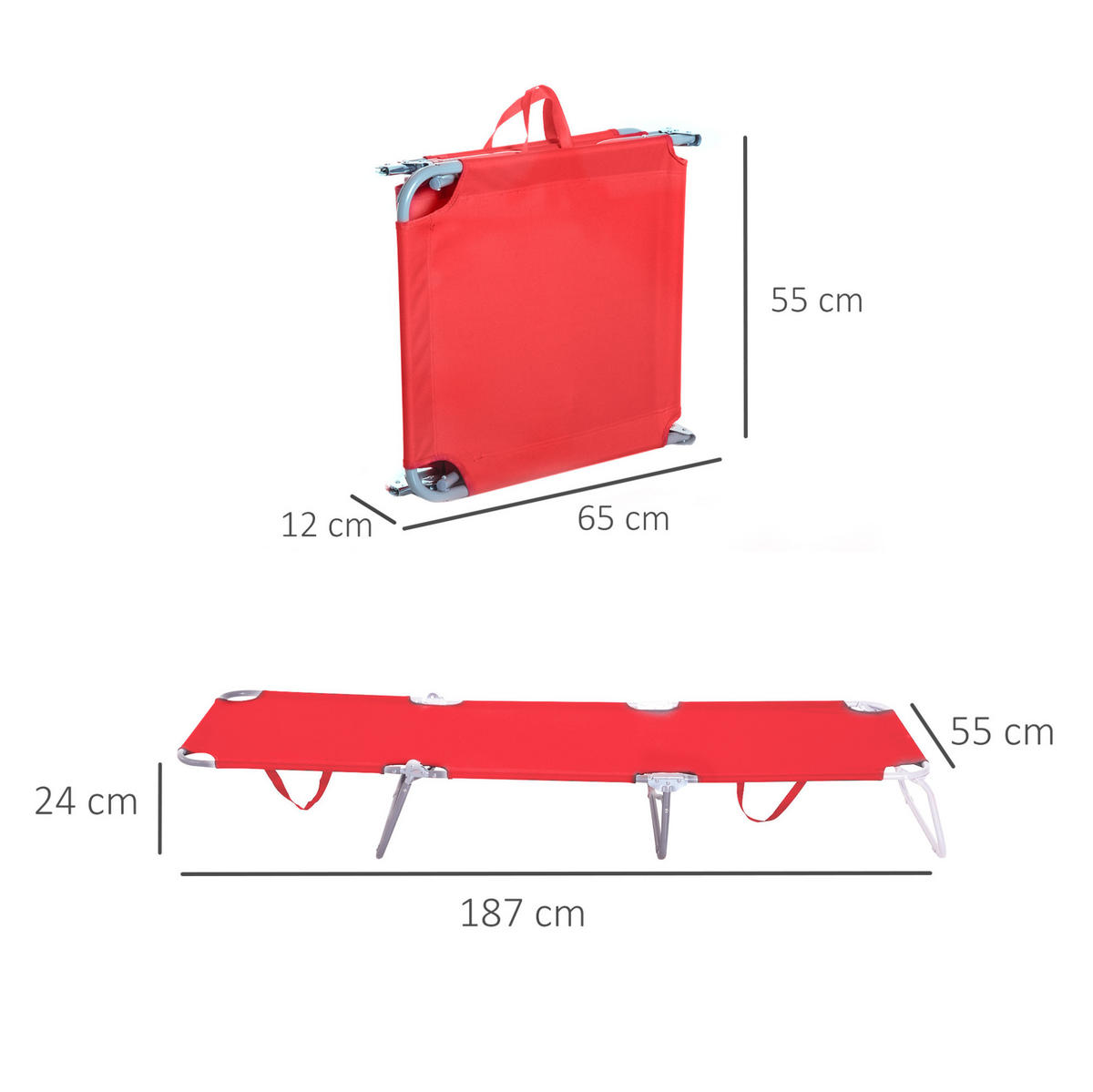 ZAHRADNÍ lehátko z kovu 187x55x24 cm červené s polohovatelným opěradlem a skládací konstrukcí - červená, kov (55/24/187cm) - Modfu