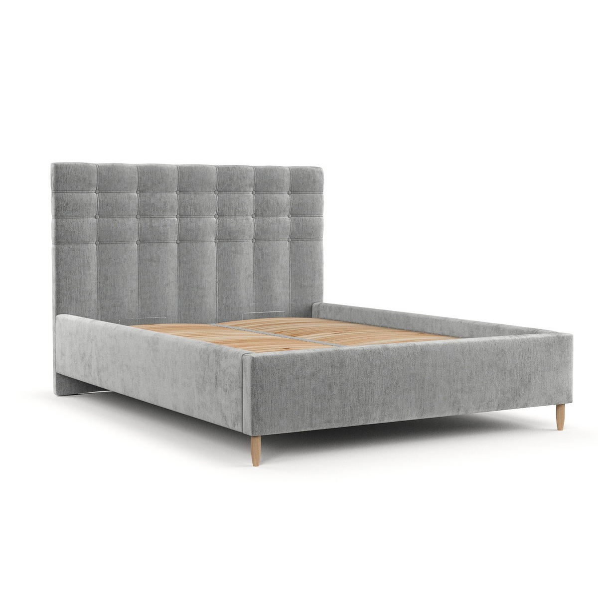 POLSTERBETT Soma 140/200 cm Hellgrau im Lotta Stoff - Hellgrau/Naturfarben, Holz/Holzwerkstoff (140/200cm) - AltaBeds