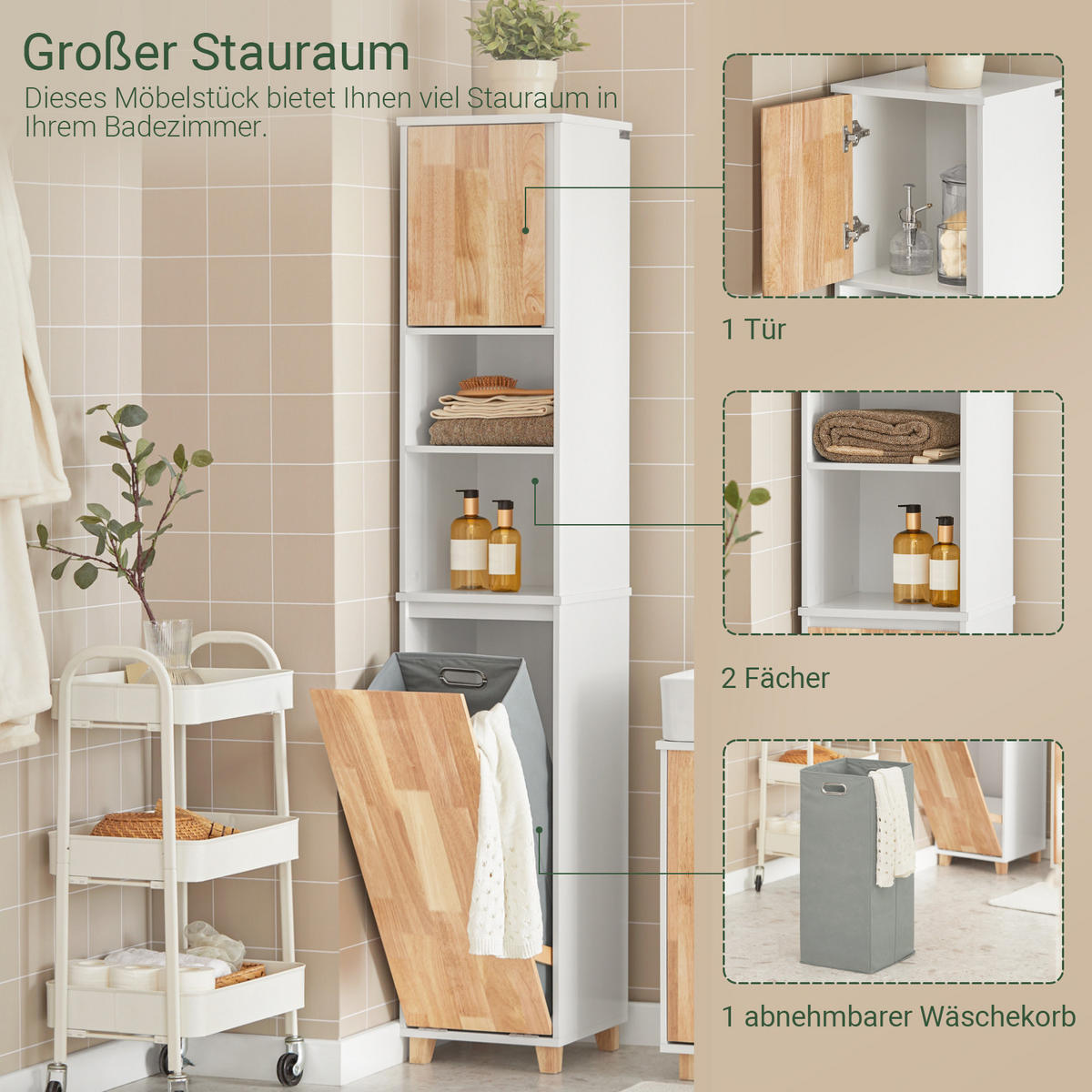HOCHSCHRANK Weiß - Weiß, Holz/Holzwerkstoff (31/170/32cm) - SoBuy