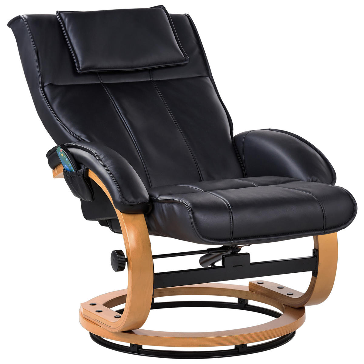 MASSAGESTUHL mit Fußstütze Kunstleder Schwarz Majestic - Schwarz, Kunststoff (68/98/82cm) - Beliani
